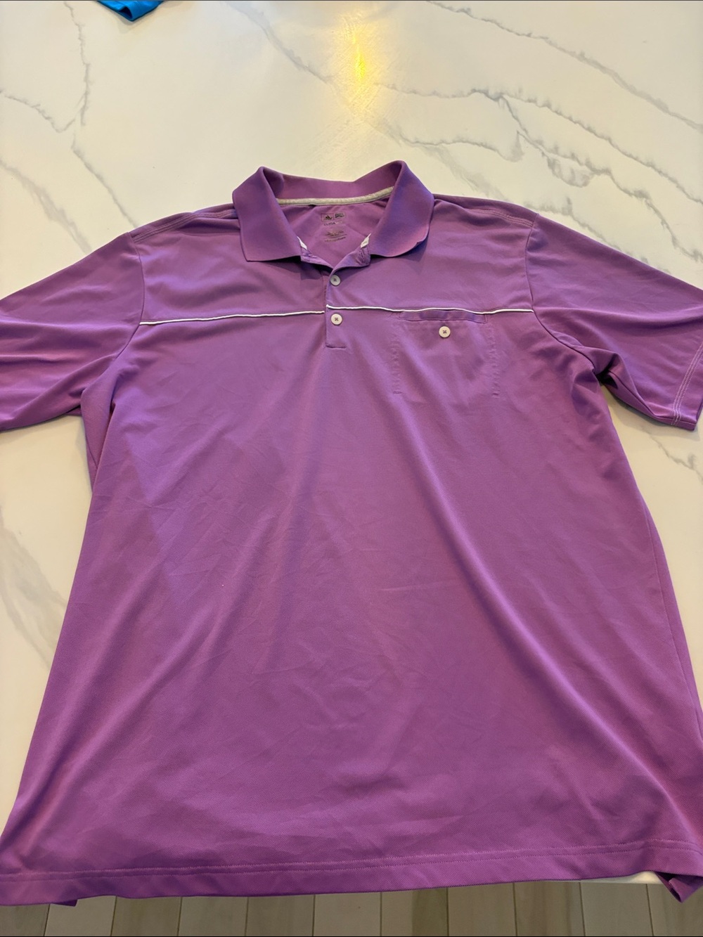 adidas Purple Short-Sleeve Polo with Chest Pocket